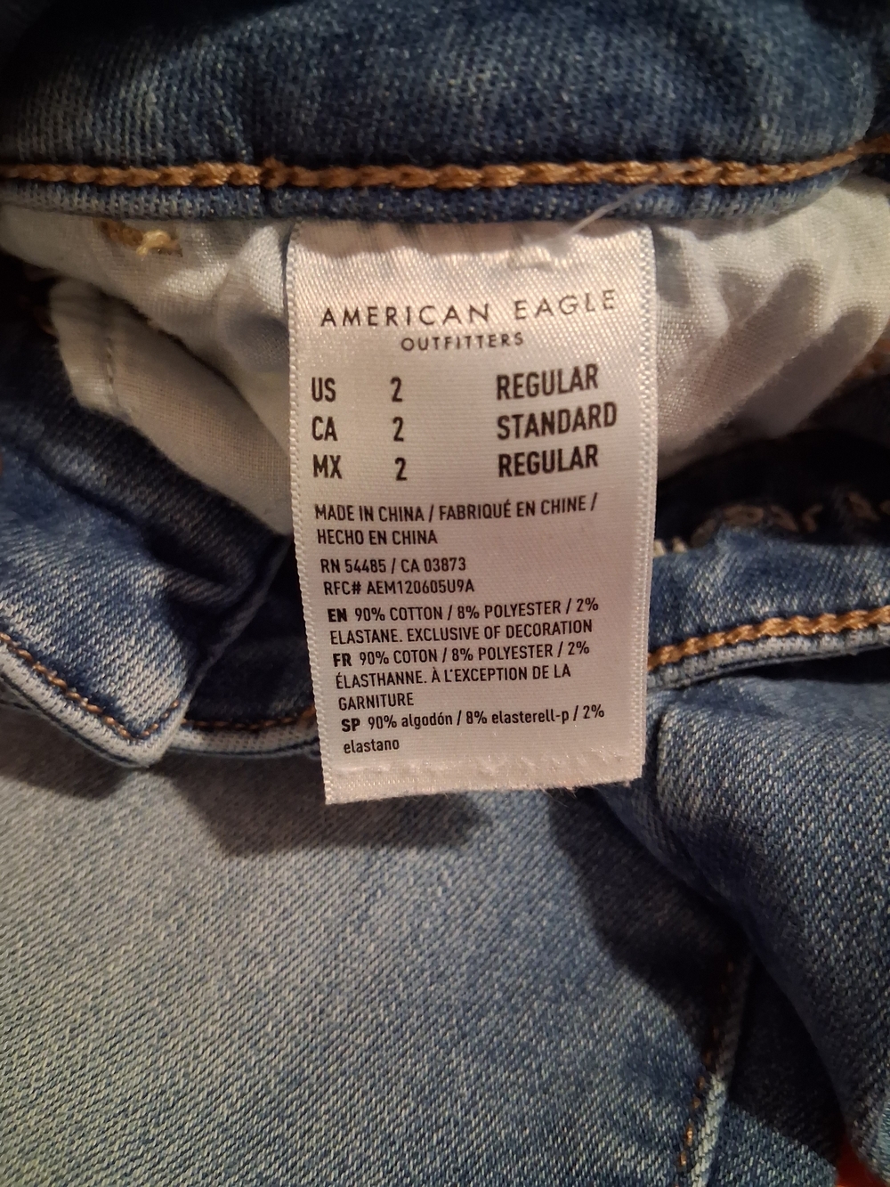 American Eagle Next Level Stretch Hi-Rise Jegging Blue Denim Jeans - Picture 9 of 9